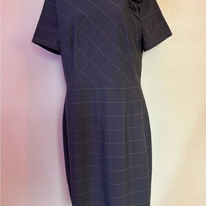 Banana Republic Navy Checkered Midi Dress